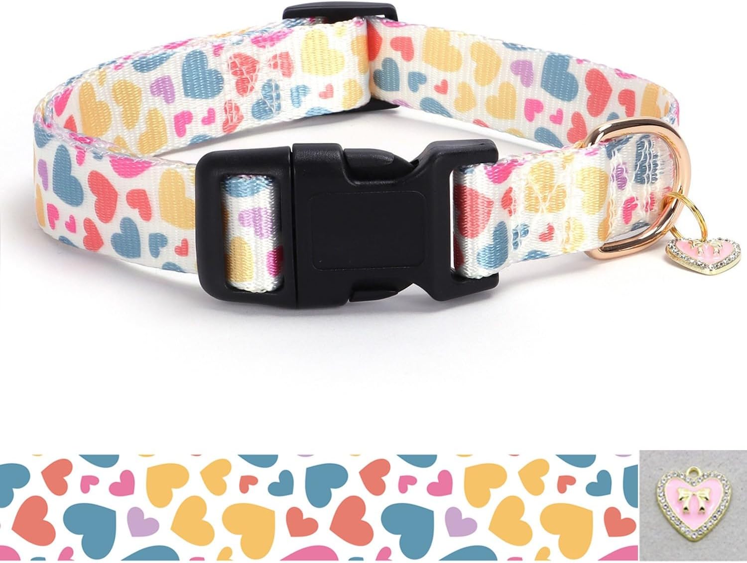 Reflective Dog Collar with Buckle Adjustable Safety Nylon Collars for Small Medium Large Dogs, Pink S - Image 12