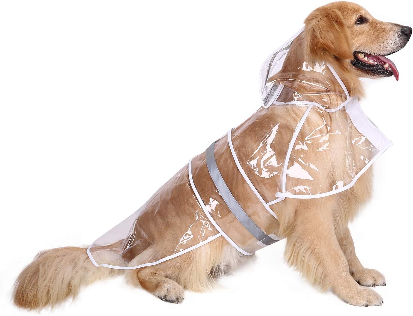HDE Dog Raincoat Jacket Reflective Adjustable Hooded Pet Poncho Rain Coat with Leash Hole for Small to X-Large Dogs Yellow - M - Image 13