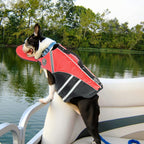 Mklhgty dog life preserver ripstop fabric close up showing reflective safety stripes.