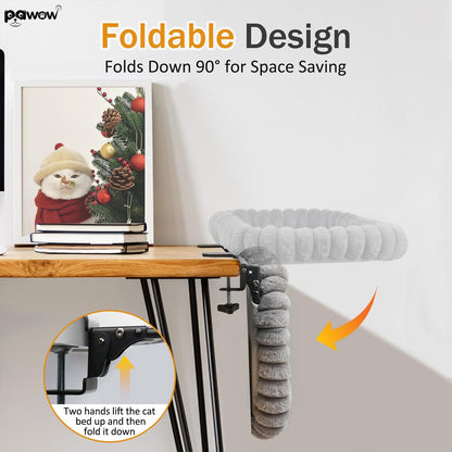 Pawow foldable cat perch showing 90 degree storage position