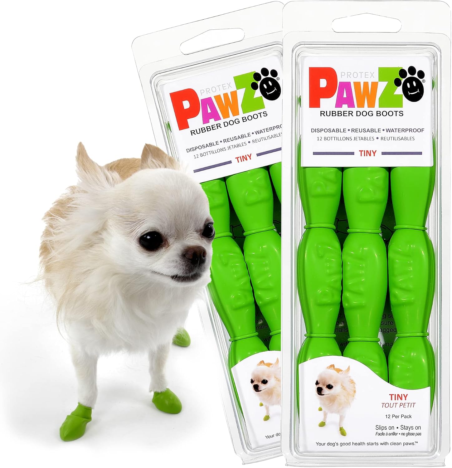 PawZ Rubber Dog Boots for Small Paws - All-Weather Waterproof Dog Shoes, Anti-Slip Traction for Rain, Snow, Mud & Hot Pavement - Pull-On Dog Booties, Orange - X-Small (1.5"-2") - Pack of 24 - Image 11