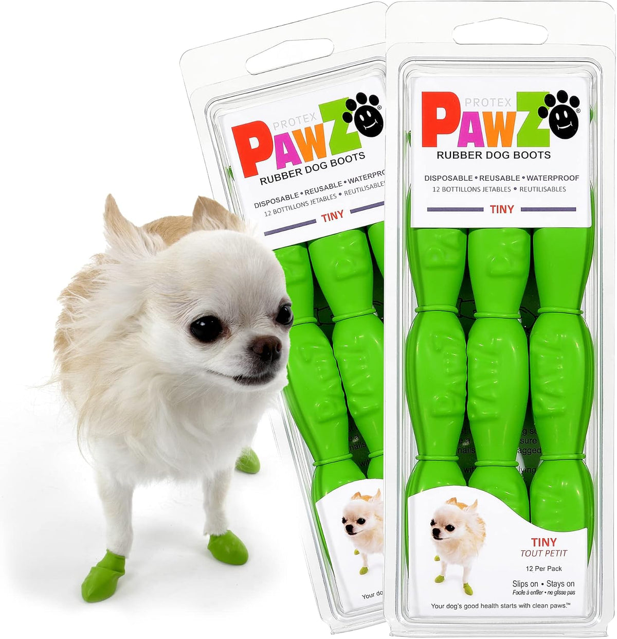 PawZ Rubber Dog Boots for Small Paws - All-Weather Waterproof Dog Shoes, Anti-Slip Traction for Rain, Snow, Mud & Hot Pavement - Pull-On Dog Booties, Orange - X-Small (1.5"-2") - Pack of 24 - Image 11
