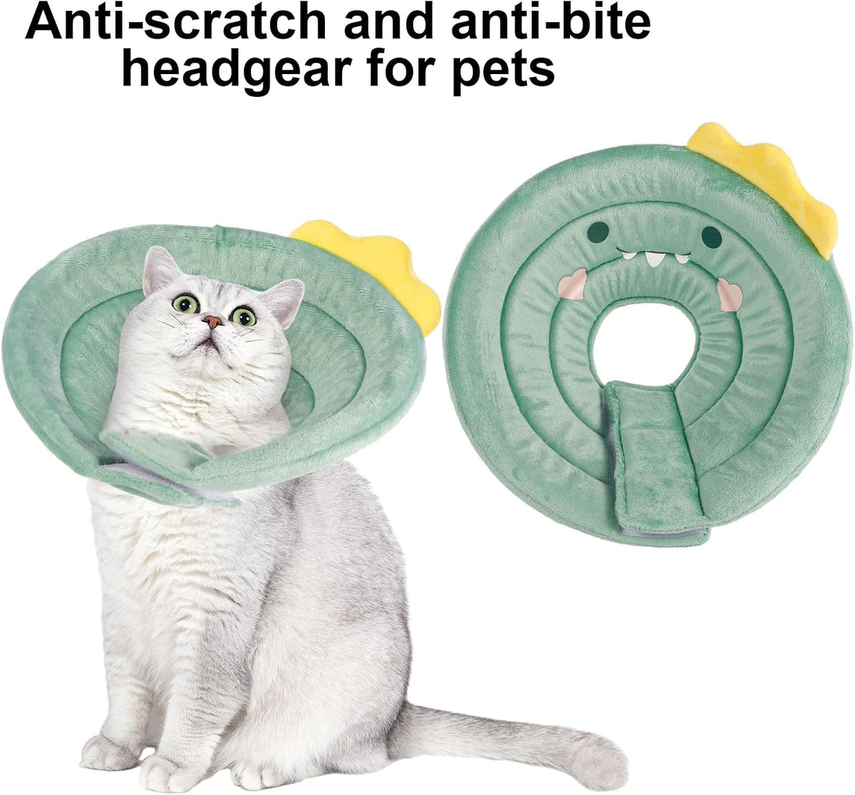 FRIUSATE kitten recovery cone used as a comfortable sleeping pillow side profile view.
