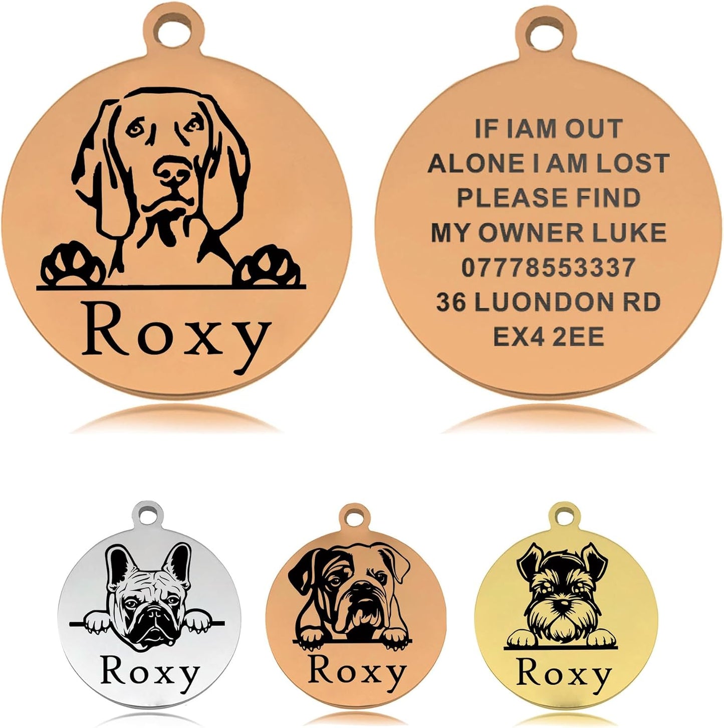 Dog Tags Personalized for Pets Dog Name Tags Personalized Custom Dog Tag Stainless Steel Dog ID Tags for Puppy Dogs (Silver L, Round) - Image 10