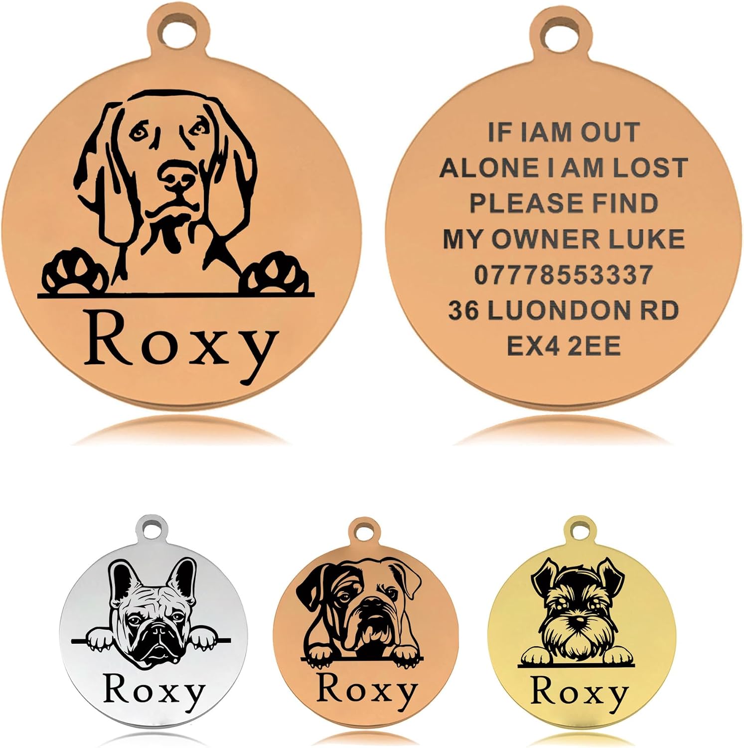 Dog Tags Personalized for Pets Dog Name Tags Personalized Custom Dog Tag Stainless Steel Dog ID Tags for Puppy Dogs (Silver L, Round) - Image 10