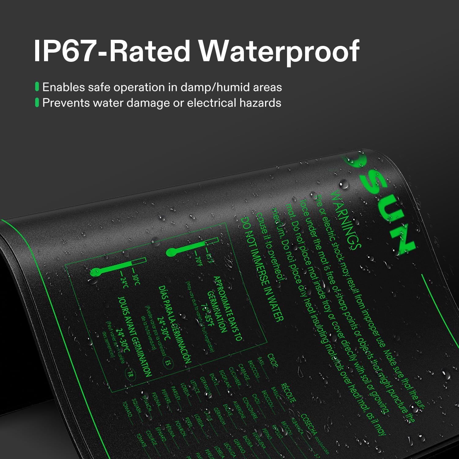 Waterproof heating pad for indoor gardening setup