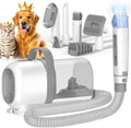 ZOVII dog grooming kit and hair vacuum cleaner front view showcasing the white main unit and accessories