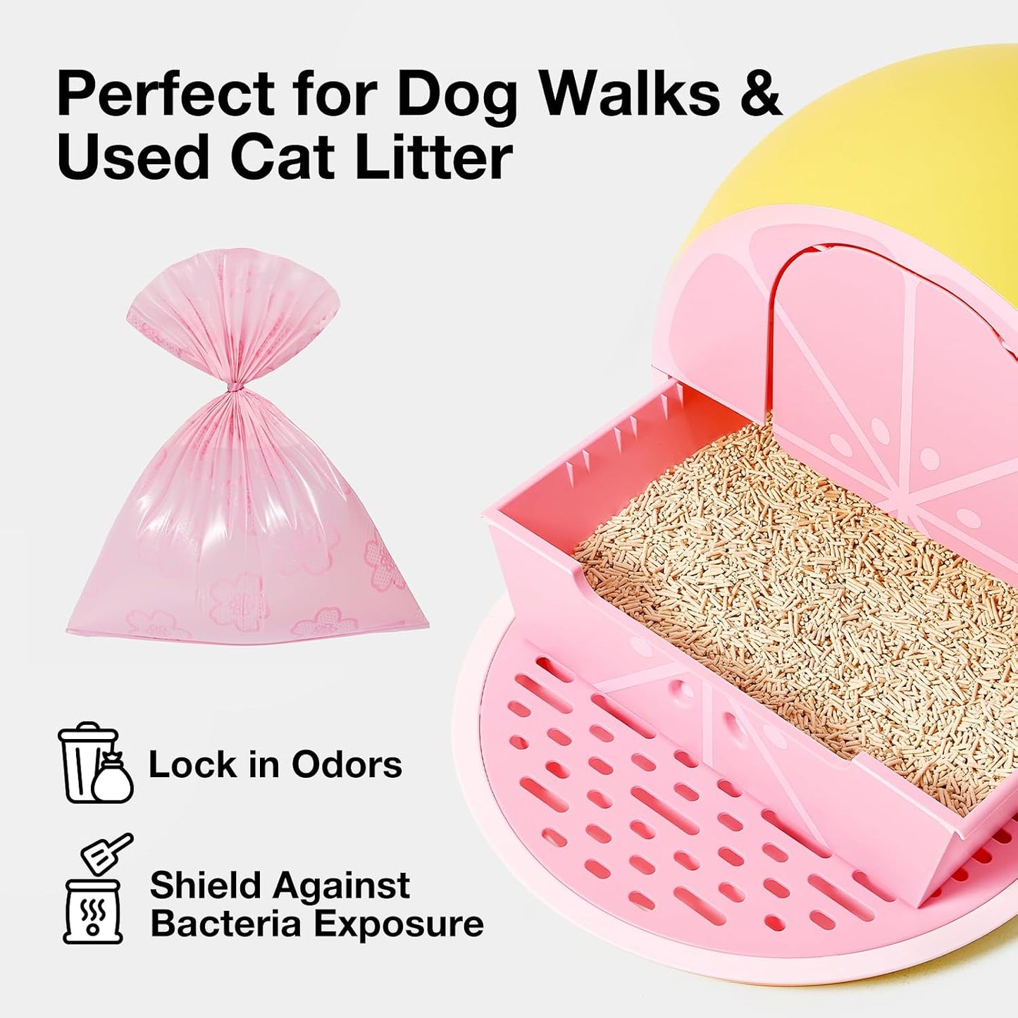 Frosted pink 3D flower dog poop bag dispenser with buckle clip