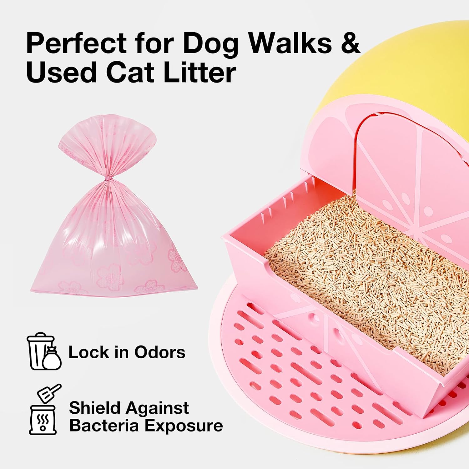 Frosted pink 3D flower dog poop bag dispenser with buckle clip