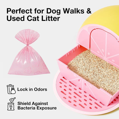 Frosted pink 3D flower dog poop bag dispenser with buckle clip