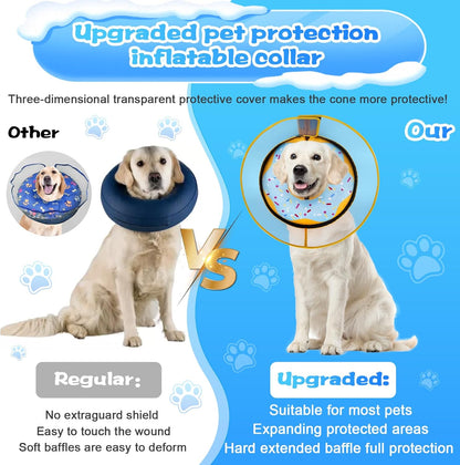 Detachable transparent anti licking shield being unzipped from the Cneo inflatable donut cone.