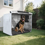 Dual entry door feature on ZRWLUCKY striped pet crate cover