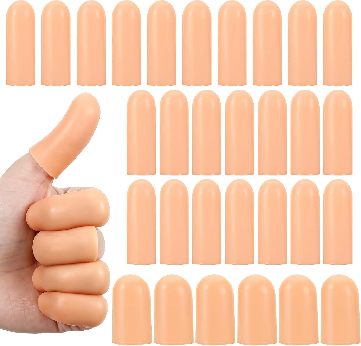 Matwsec silicone finger protectors front view pack showing skin color gel cots