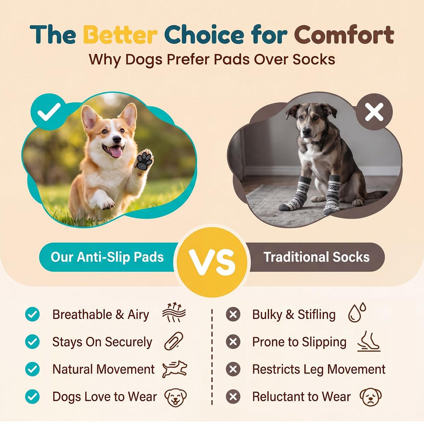 Demonstration of dog walking on hardwood with paw pads