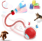2-Pack Interactive Cat Toys Ball for Indoor CatsDog,Automatic Cat Toy with Smart Obstacle Avoidance&Bird Chirps,Includes 8 Cat Spiral Spring,Cat Enrichment Toys for Indoor Cats(RedBlue) - Image 11