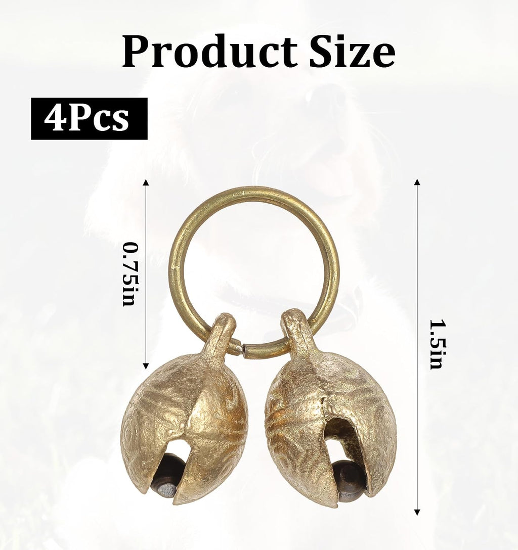 ValueBargain brass tracking bells for dog collar side view with metal split rings
