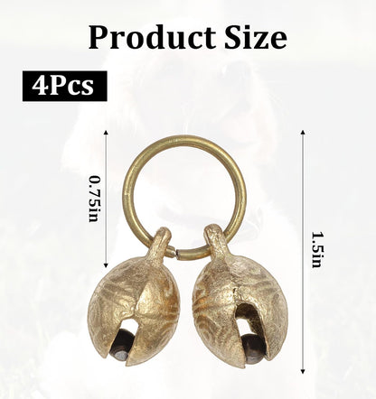 ValueBargain brass tracking bells for dog collar side view with metal split rings