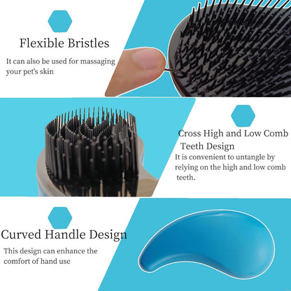 PetJoyHaven dog brush blue variant showing dense detangling bristle configuration