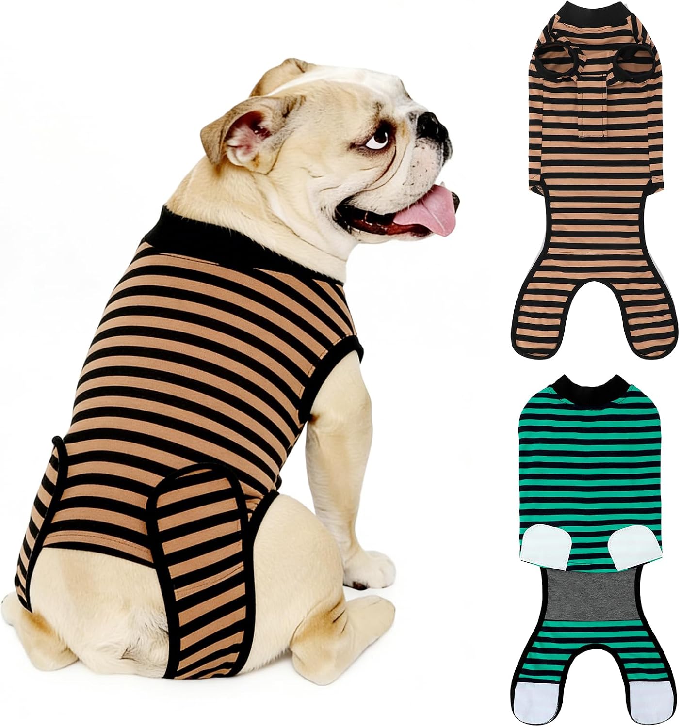 2 Packs Breathable Cotton Dog Recovery Suit for After Neuter Spay Abdominal Wounds Protector, Professional Anti-Licking Onesies for Male Female Pets Surgery Bandages, XL Purple & Pink Stripes - Image 10