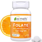 EZ Melts Dissolvable Folate 60 tablets front packaging view showcasing active prenatal health benefits