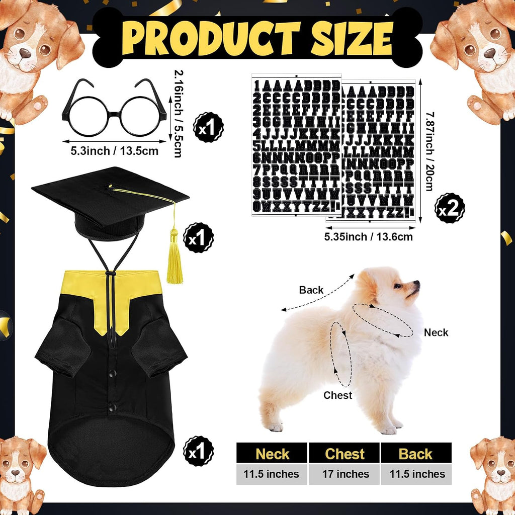 Huhumy small pet academic outfit close up of cap with yellow tassel