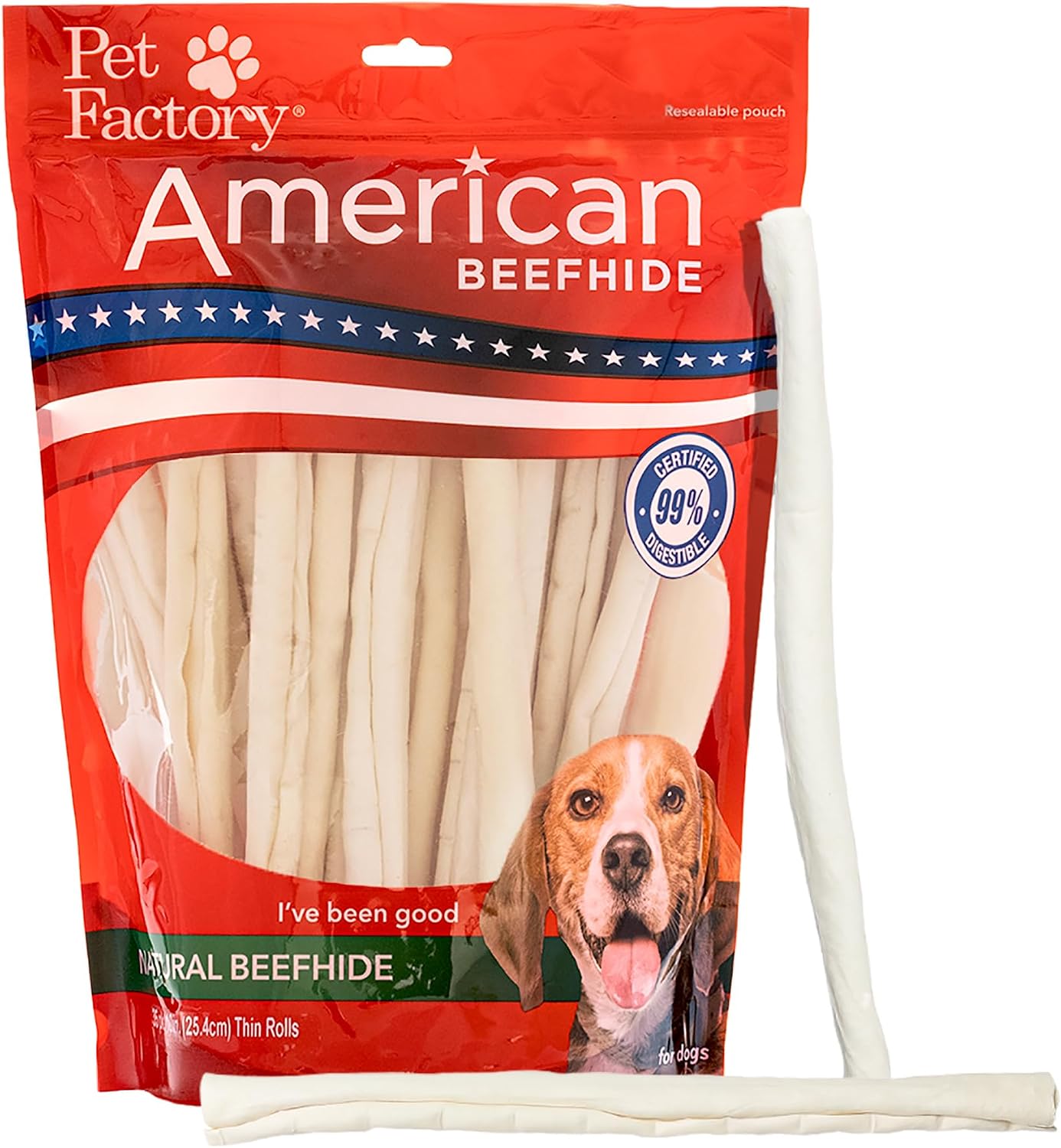 Pet Factory American Beefhide 5" Chip Rolls Dog Chew Treats - Natural Flavor, 8 Count/2 Pack - Image 11