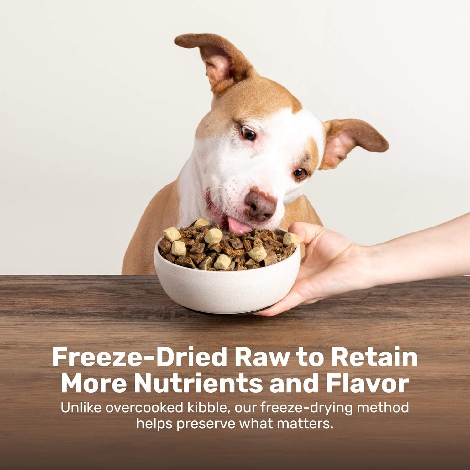 Badlands Ranch raw dog treats showing ingredient list details on back packaging