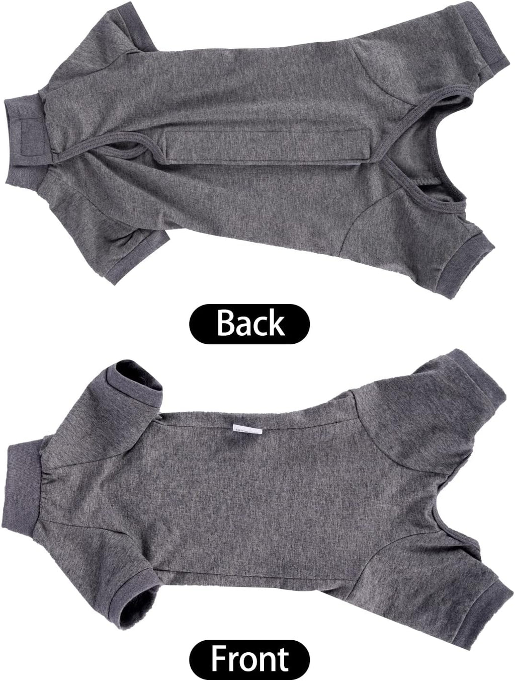 Stretchable anti licking pet recovery suit back velcro closure details