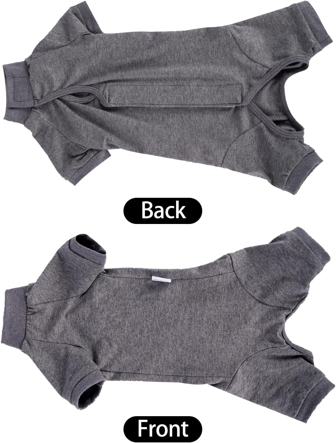 Stretchable anti licking pet recovery suit back velcro closure details