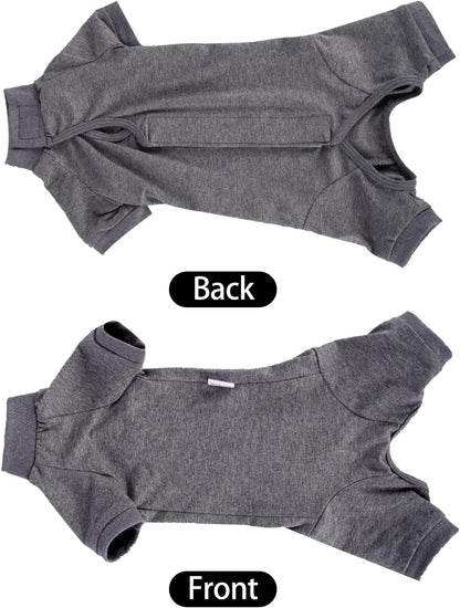 Stretchable anti licking pet recovery suit back velcro closure details