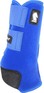 Classic Equine Legacy2 Front Support Boots in royal blue color showing the protective neoprene exterior.