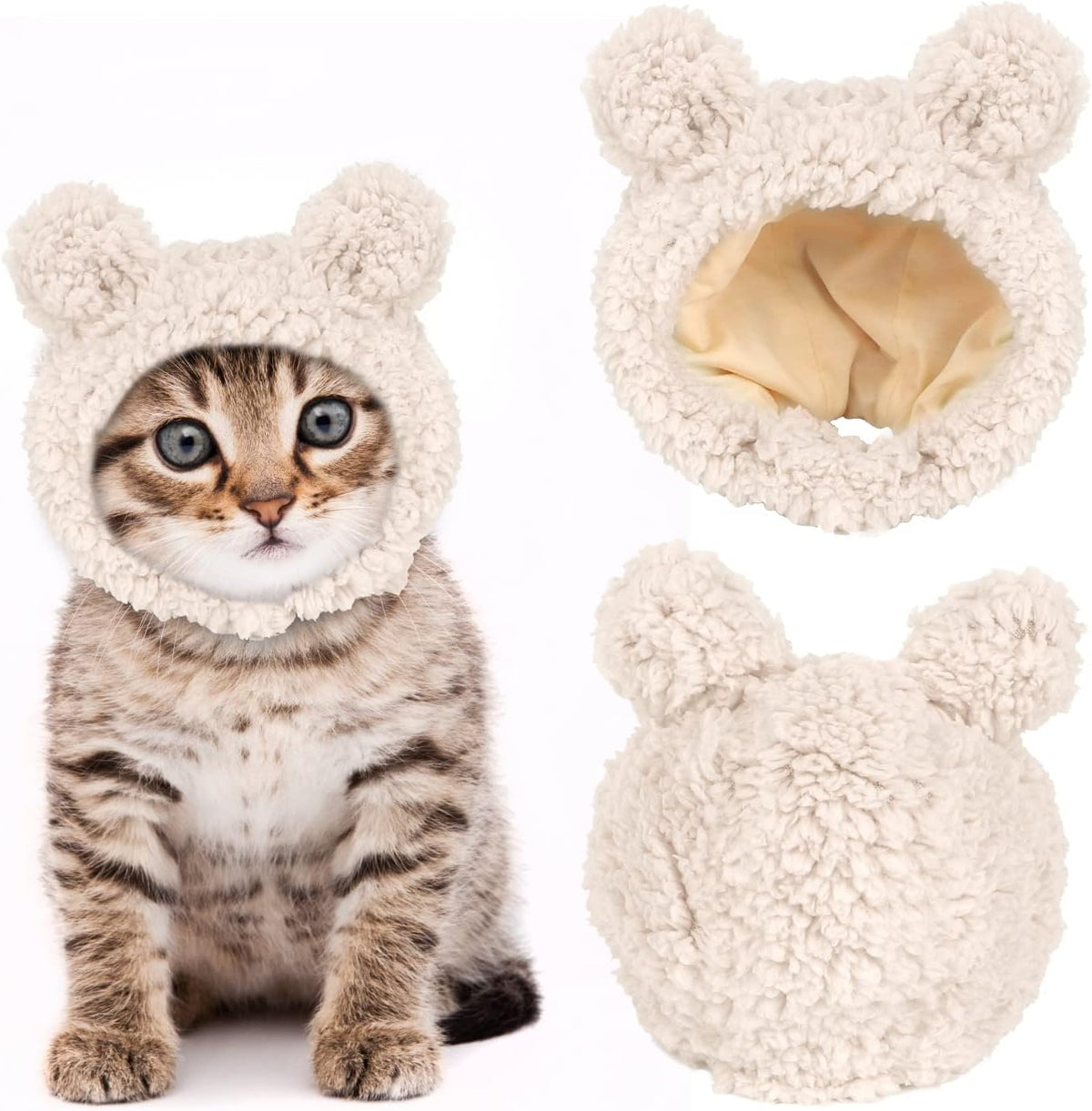 JOICEE Cute Cat Costume Warm Bear Hat Adjustable Small Pet Headwear for Cat - Image 9