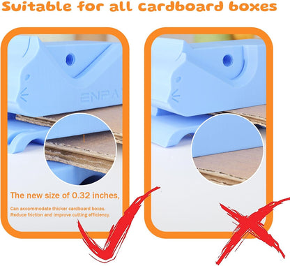 Handheld cardboard cutter with adjustable green knob