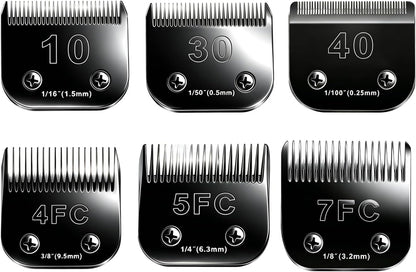 6pcs Dog Grooming Replacement Blades Compatible with Andis/Oster A5/Wahl KM-10 Series Dog Clippers,Detachable Clipper Replacement Blade,Black (6PCS Black-#10+30+3FC+4FC+5FC+7FC) - Image 15