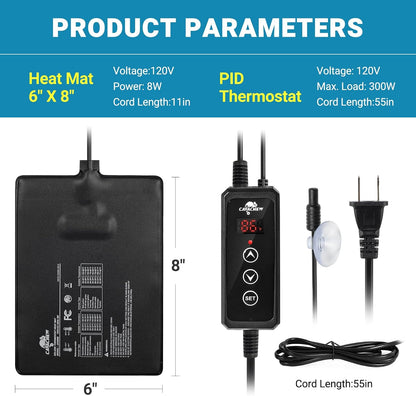 Cavachew reptile heat pad showing temperature probe placement