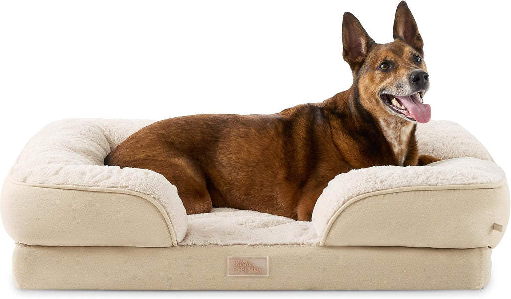 Town & Country Everyday CuddleTown Comfy Solid Bolster Sofa Pet Bed, Supportive & Calming Egg Crate Foam, Non-Slip Bottom, Machine Washable Cover, Grey, Large 35"x25"x8" - Image 15