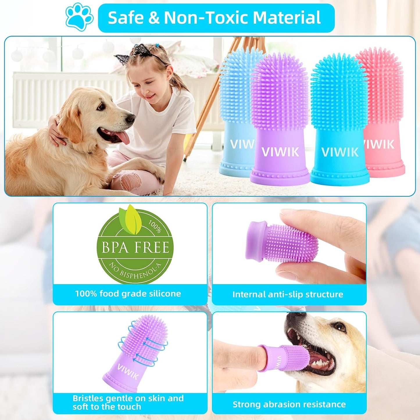 Transparent finger toothbrush on human finger for scale