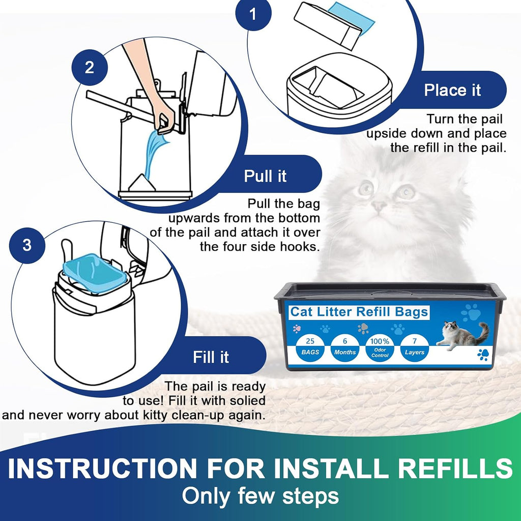 Egdusns durable plastic cat litter disposal refills in use within bin