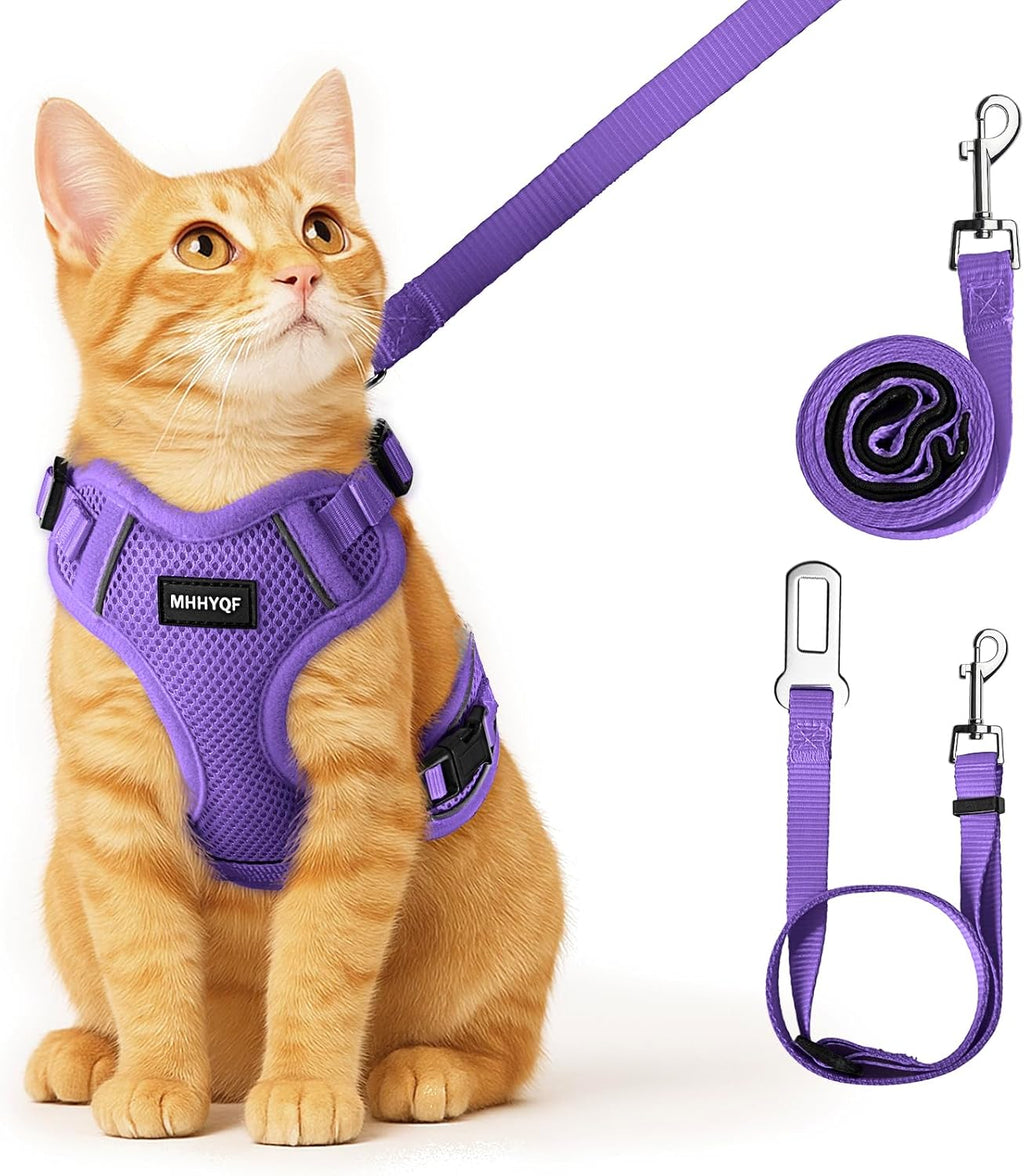 MHHYQF imported black cat harness packaging displaying sizing guidelines for chest and neck.