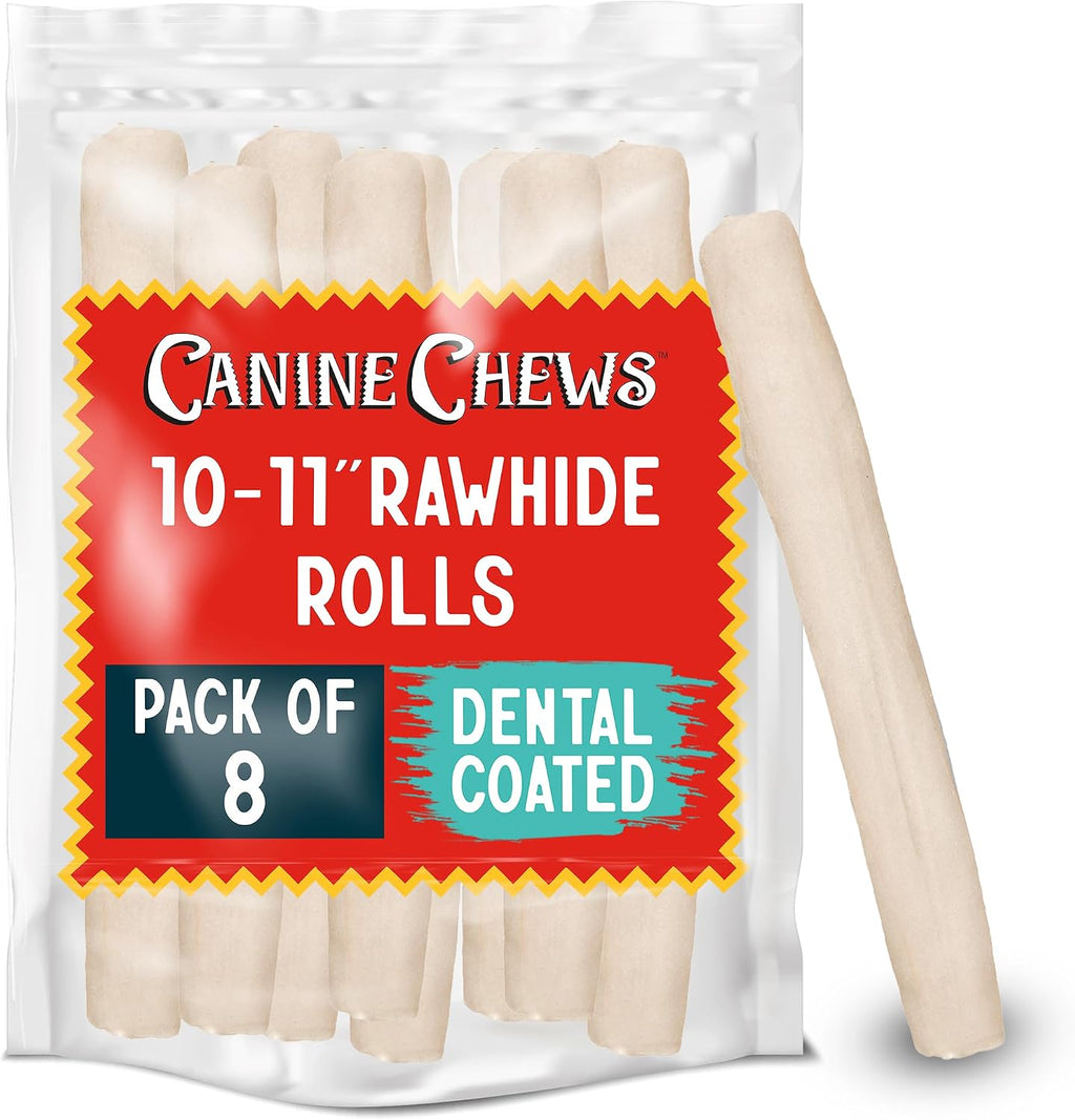 Canine Chews 10-11" Rawhide Bones for Large Dogs, Durable USA Beefhide Dog Rawhide Chews, Retriever Rolls 20 Pack (5 lbs) - Image 10