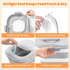 Airtight dog food container with measuring scoop