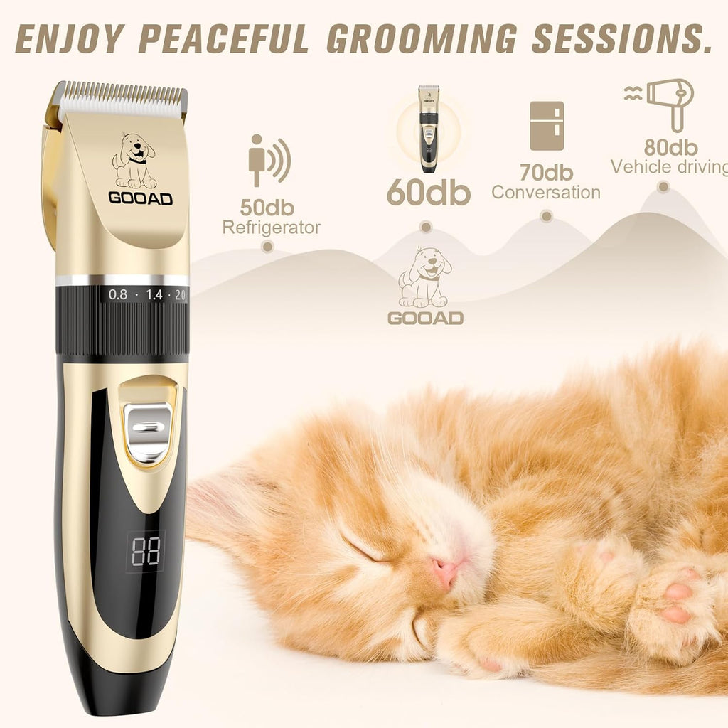Low noise cat shaver attachment for matted long hair grooming