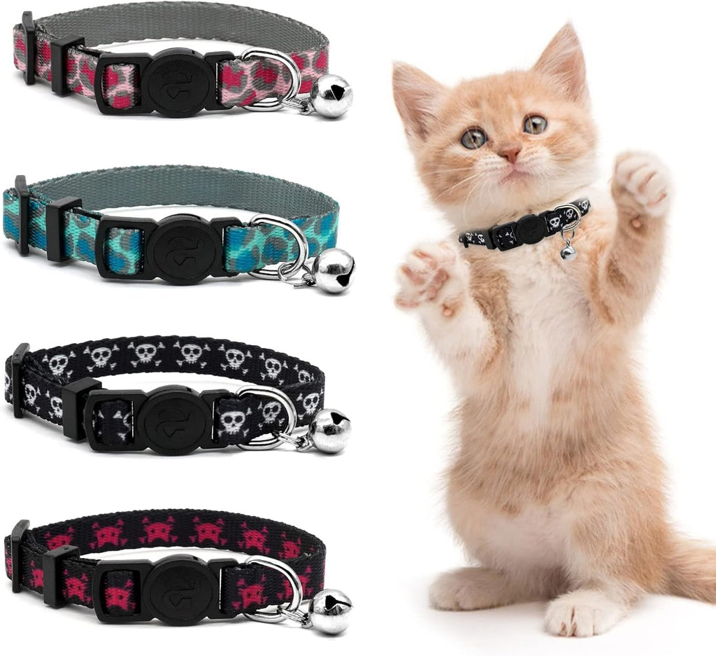4 Pack Kitten Collars, Breakaway Kitten Collar with Bell, Floral - Image 12