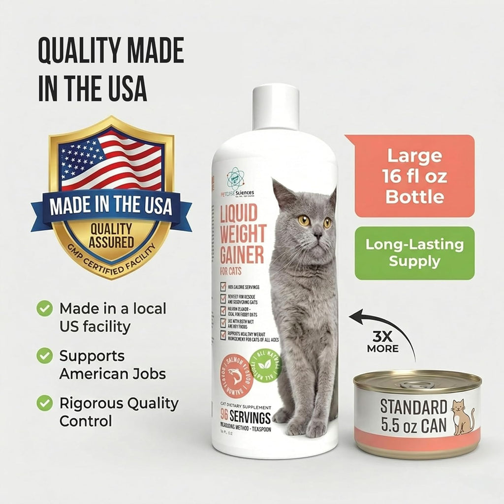 Dosing instructions and feeding directions on PET CARE Sciences bottle label