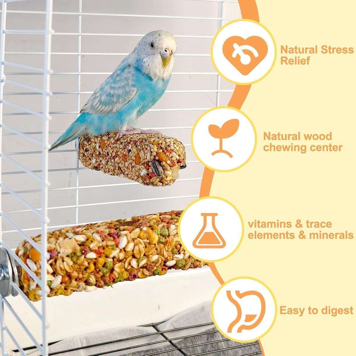 Integrated bolt and wing nut mounting fixture on the bird treat stick