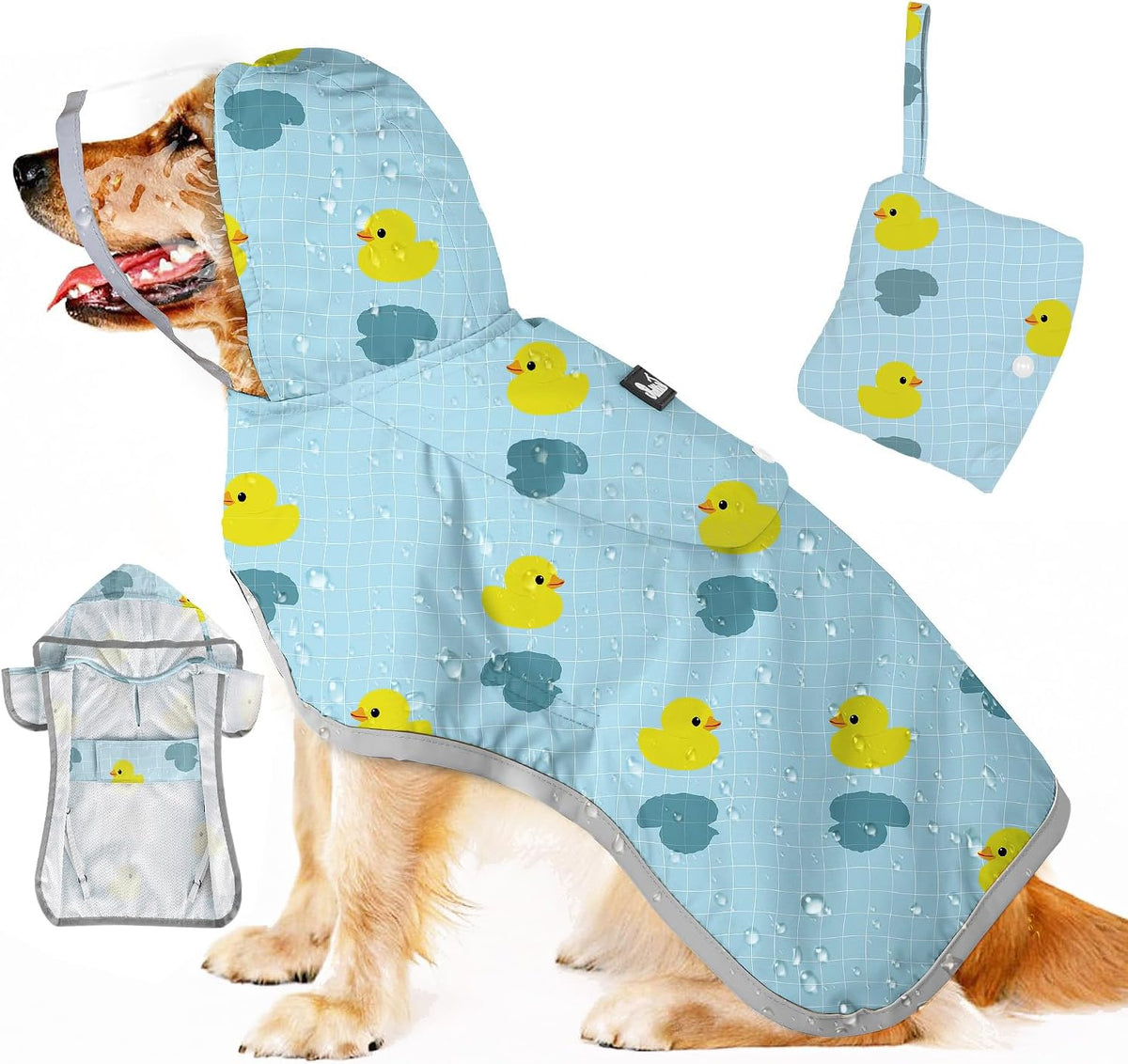 SlowTon Dog Raincoat, Adjustable Dog Rain Jacket Clear Hooded Double Layer, Waterproof Poncho with Reflective Strip Straps and Storage Pocket for Small Medium Large Dogs Puppies(DK XL) - Image 14