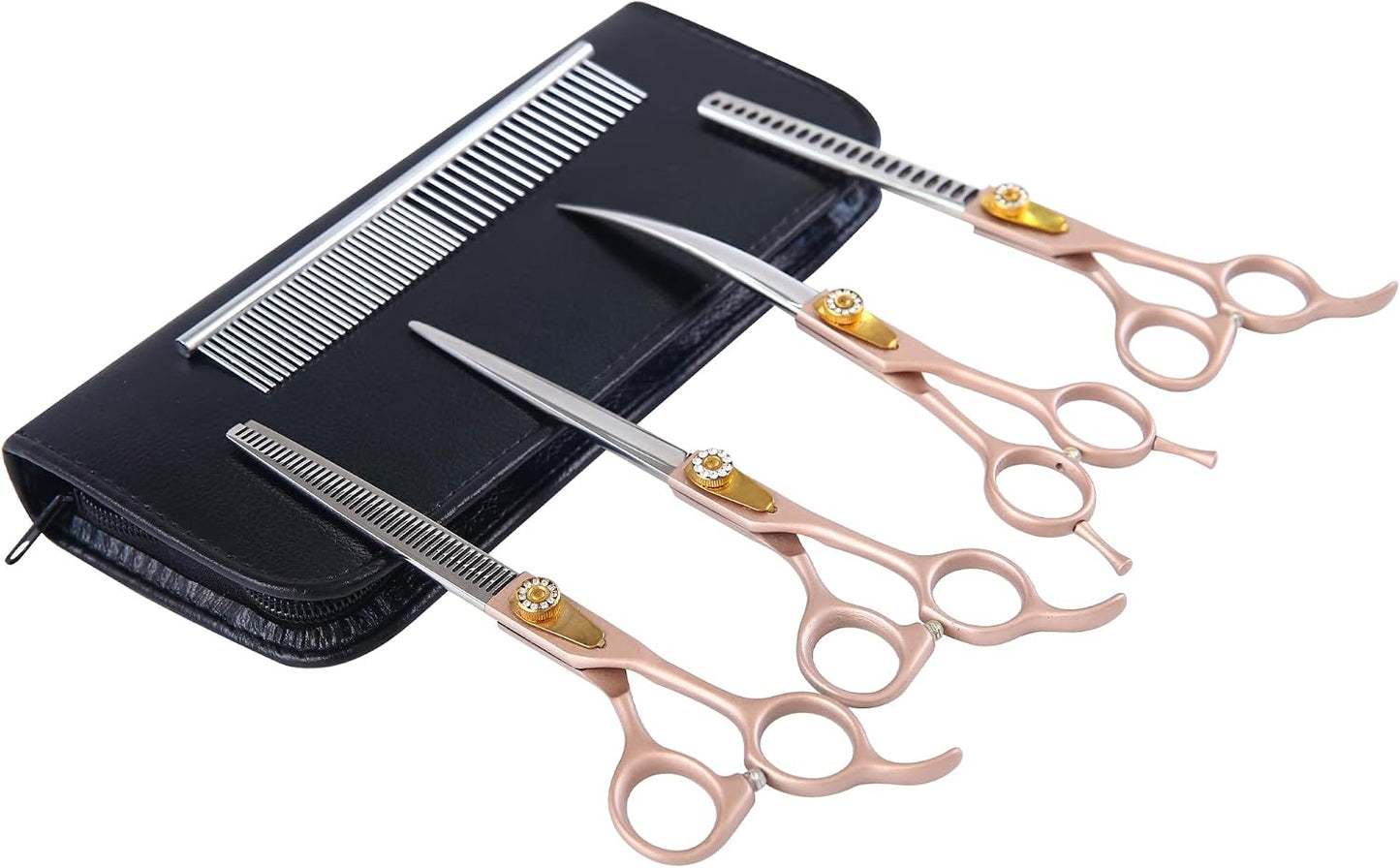 7" Curved Thinner Dog Scissor, Curved Blender Scissors, 40 Teeth, 30% Thinning Rate, Professional Pet Shear for Groomer, Ergonomic Dog Grooming Scissor, Dogs Shear for Grooming - Image 9