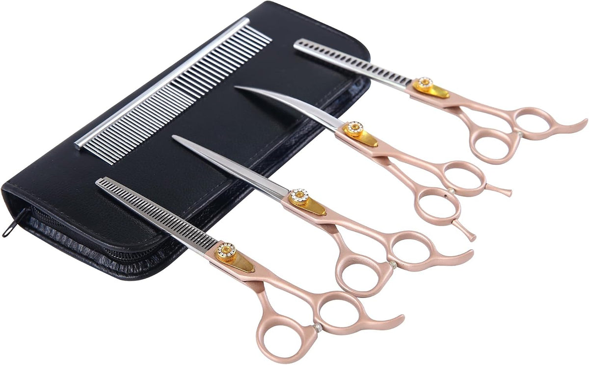 7" Curved Thinner Dog Scissor, Curved Blender Scissors, 40 Teeth, 30% Thinning Rate, Professional Pet Shear for Groomer, Ergonomic Dog Grooming Scissor, Dogs Shear for Grooming - Image 9