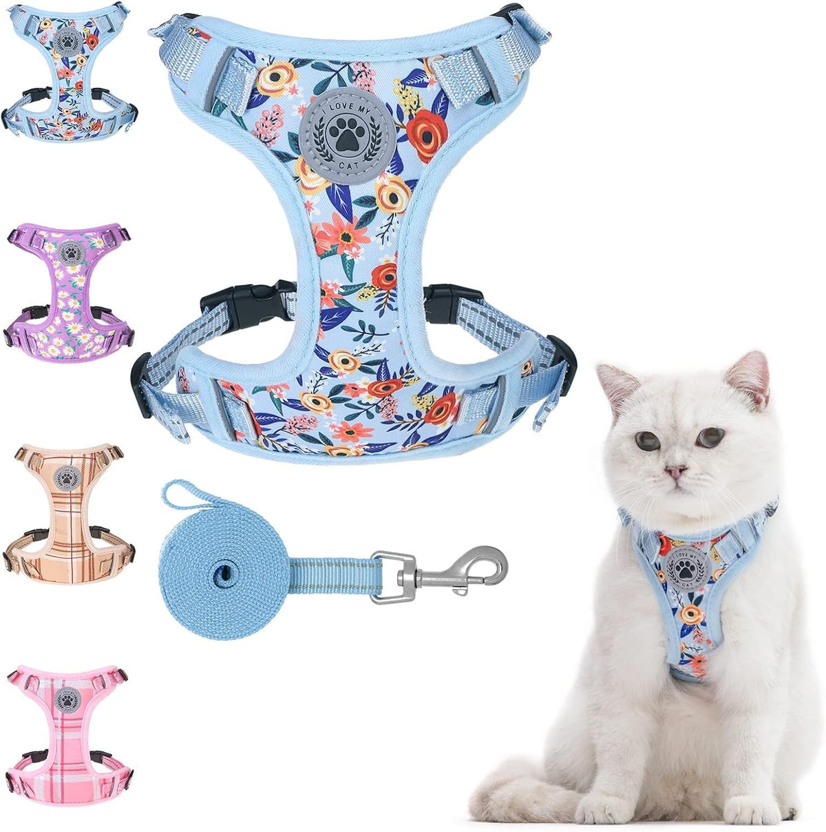 BEAUTYZOO Cat Harness and Leash Set for Walking Escape Proof, Neck Release Adjustable Harness for Kitten Puppy Small Medium Large Cats, Soft Cute Easy Control Small Cat Harness for Cats Boy and Girls - Image 12