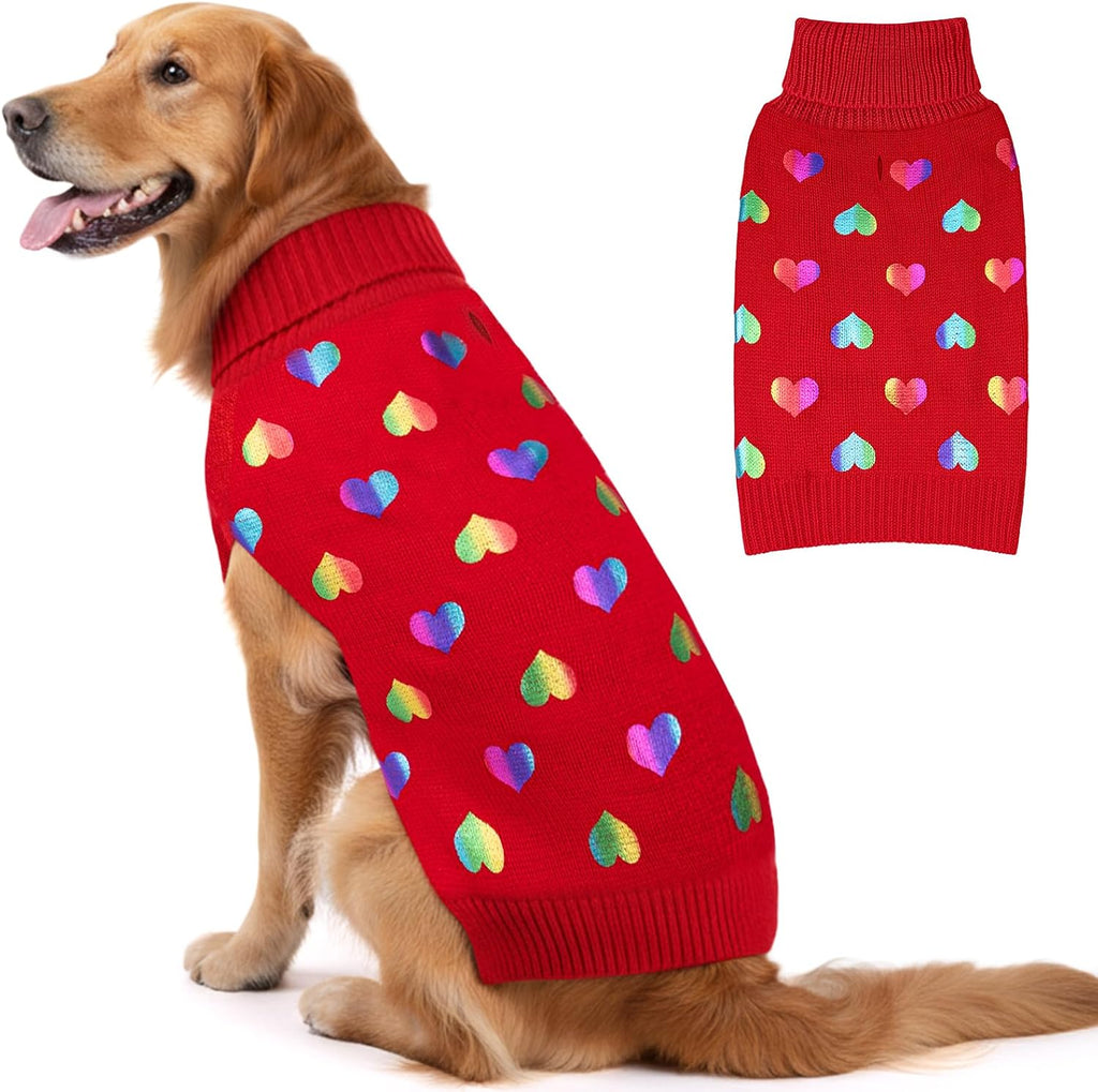KYEESE Dog Christmas Sweater with Reindeer Pattern, Cozy Holiday Outfit, Turtleneck Dog Sweater for Small Dogs with Leash Hole, Red Buffalo Plaid Knitwear, Soft Warm Festival Dogs Clothes, Large - Image 13